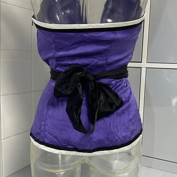 Bebe 2008 Silky Purple Peplum Deep Plunge Halter XS - Picture 5 of 16